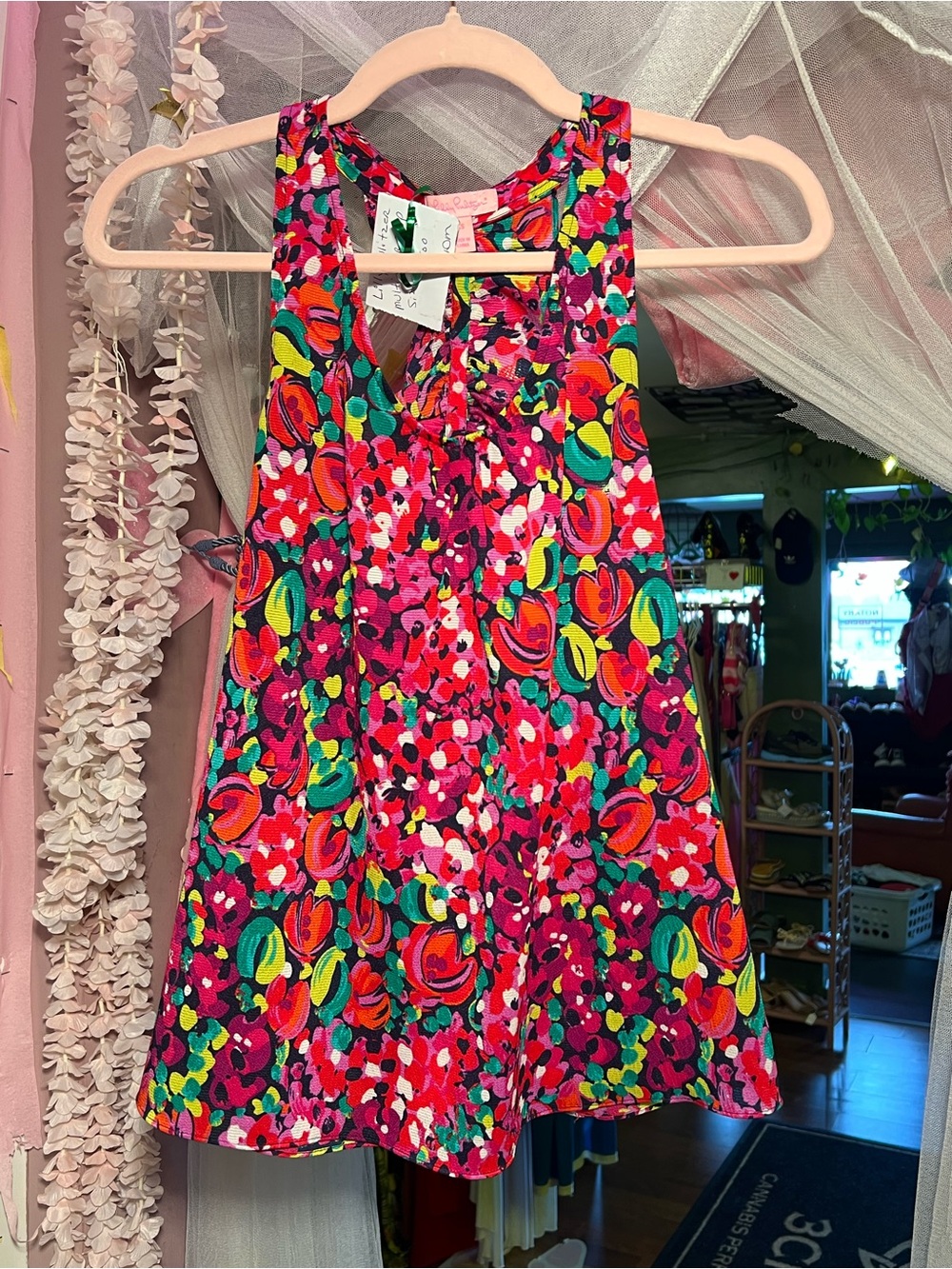 Lilly Pulitzer Pink Red Green Multicolor Floral tank size XS
